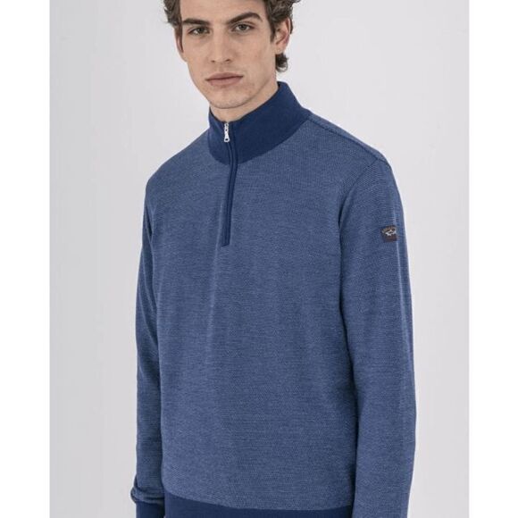 NWT Paul & Shark Summer wool jacquard half zip sweater with iconic badge - Picture 4 of 15